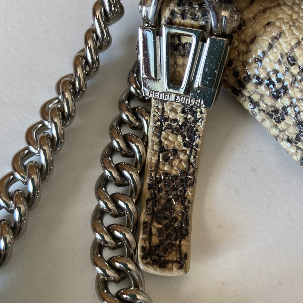 Henri Bendel Cream and Brown Snake Print Clutch - Picture 10 of 10